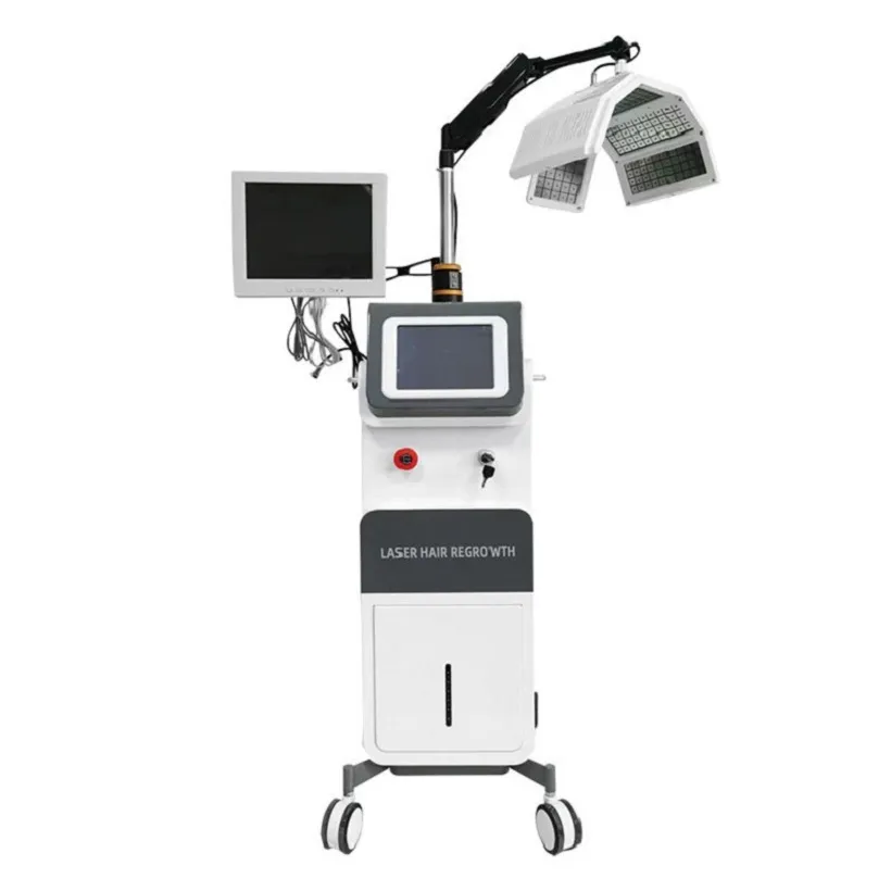 Novo diodo laser crescimento do cabelo máquina de tratamento de perda de cabelo luz vermelha detecção de folículo couro cabeludo recrescimento do cabelo equipamento de beleza