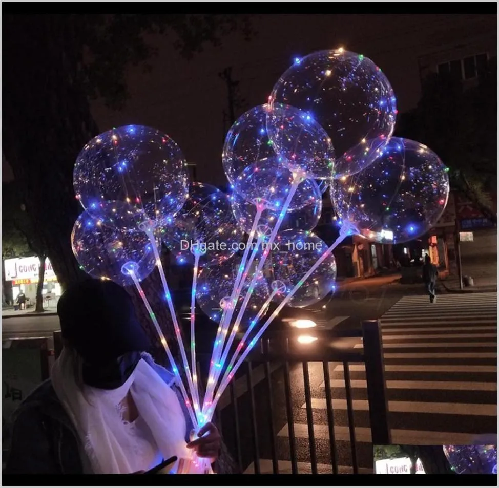 Party Favor LED -lampor nattbelysning bobo bolldekoration ballong bröllopsdekor rekvisita ljusare ballonger med stick 18 cm ffa9881812