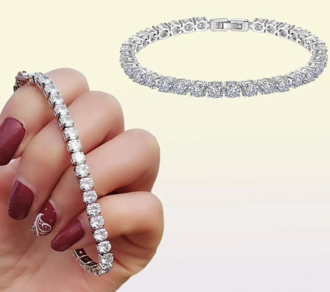 Handgjorda 925 Silver 4mm Round Moissanite Diamond Armband For Women Men Engagement Wedding Topaz Gemstone Jewelry 18CM5063939
