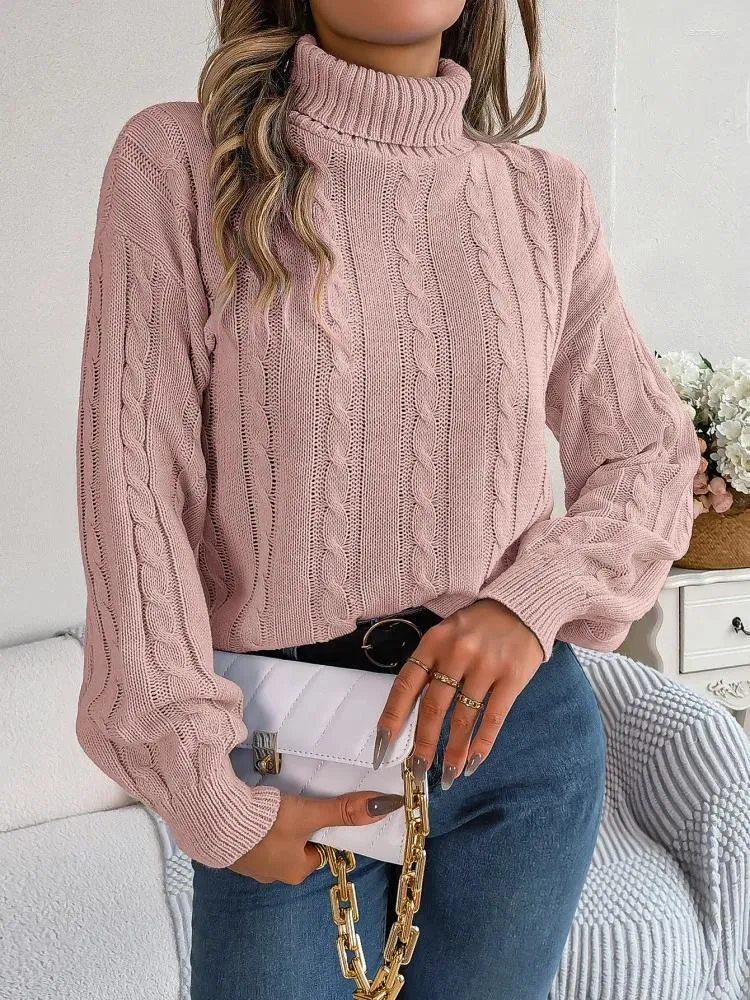 Kadın Sweaters Pembe/Ordu Yeşil/Gri Yavurucu Kazak Kadın Yüksek Kaliteli Fener Kollu Retro Giysiler Sıcak Örgü Külotu Tutun