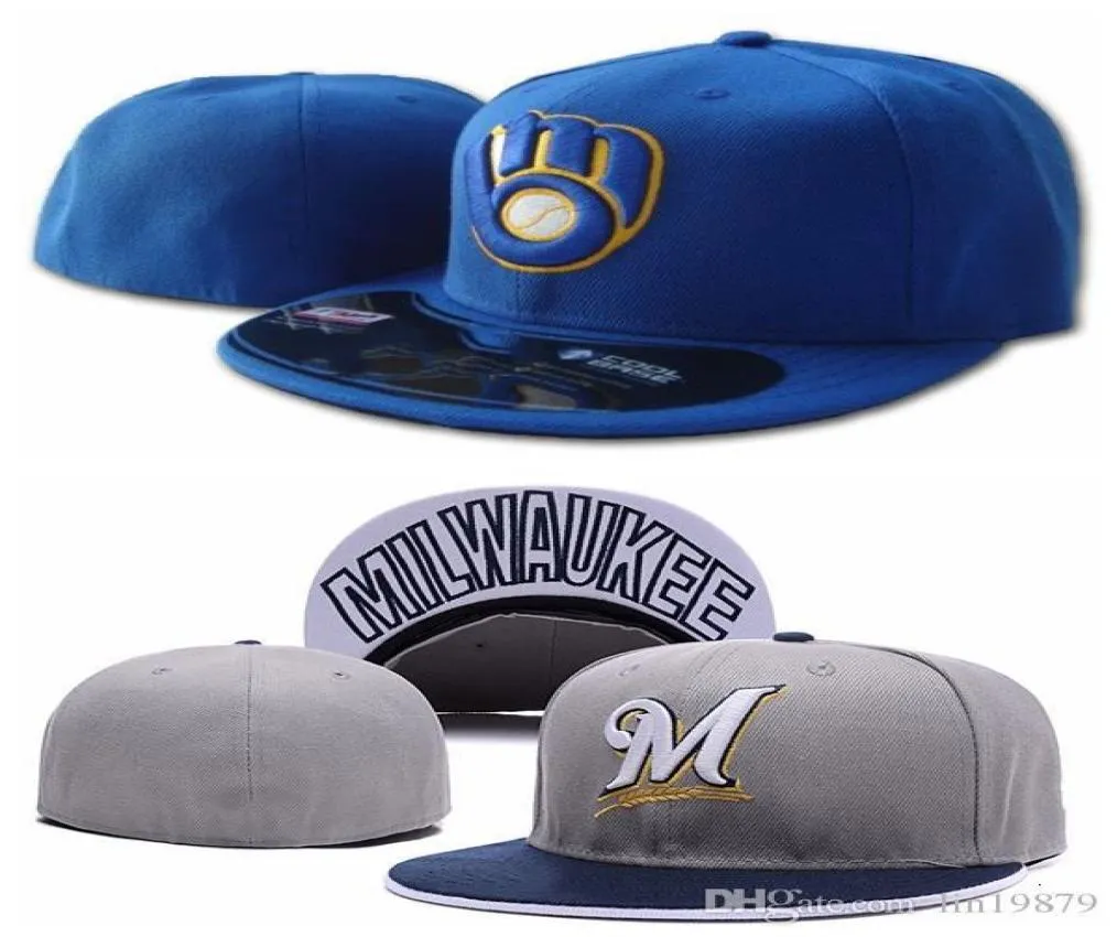 Brewers m mektup beyzbol kapakları kadınmenler spor hip hop markası kemik gorras kadın erkekler güneş şapkası ucuz takılı şapkalar8720551