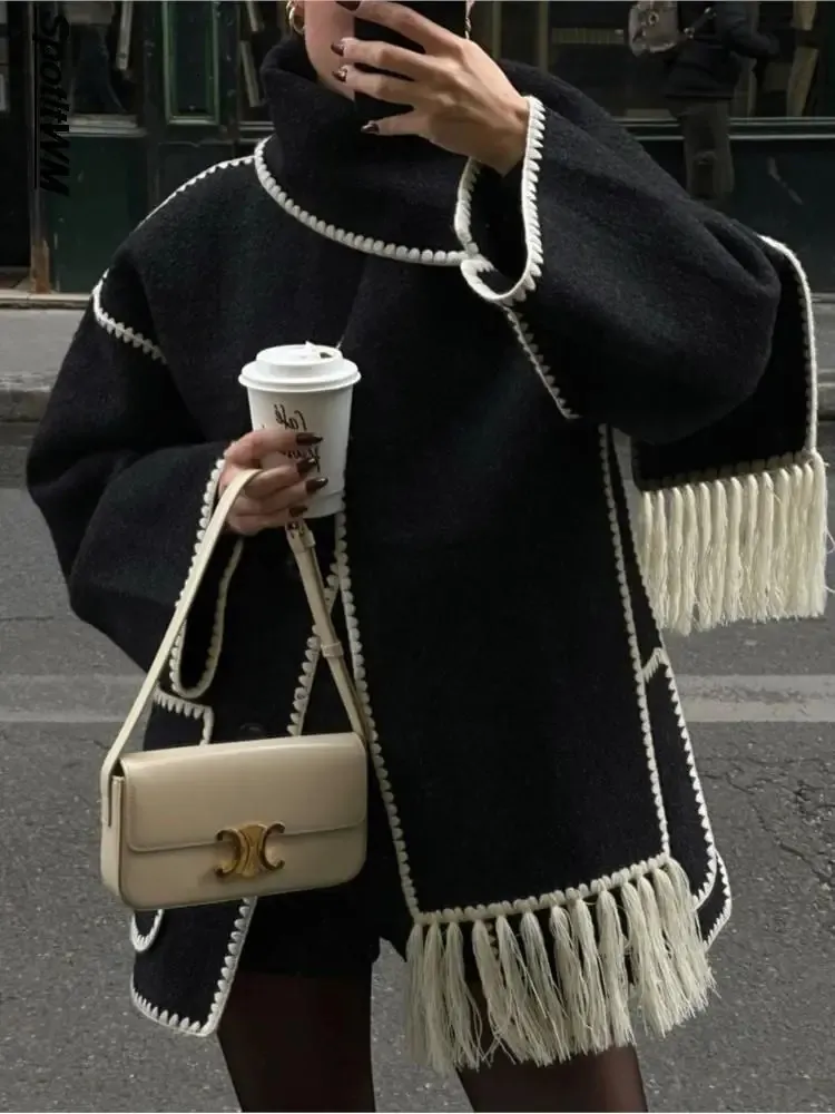 Vestes pour femmes Mode matelassé manteau pour femme avec écharpe élégant à manches longues poches à simple boutonnage vestes chaudes automne hiver manteaux de rue 231211