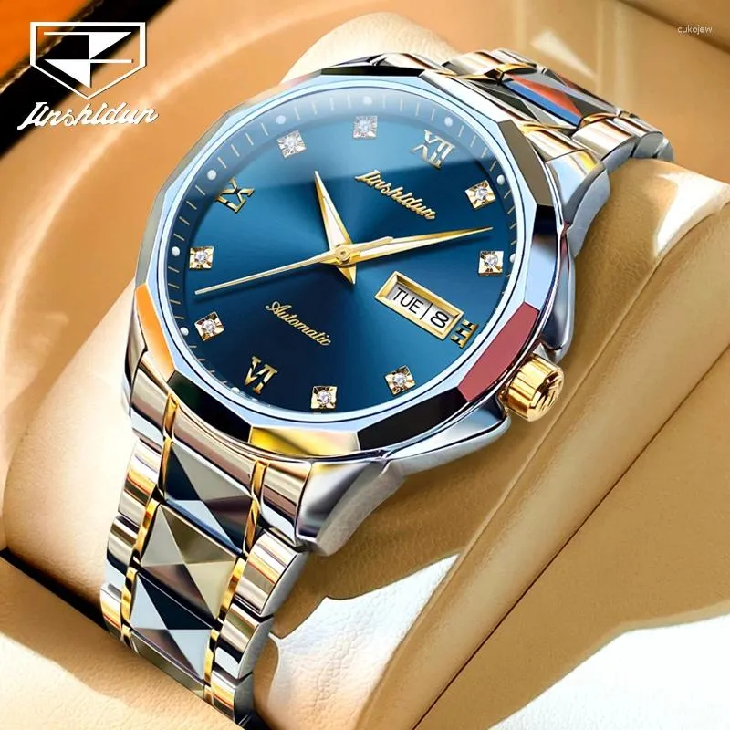 ساعة Wristaues Taxau Automatic Mechanical Watch للرجال المستوردين من اليابان حركة الياقوت الكريستال الفاخرة في Wristwatch Montre Homme