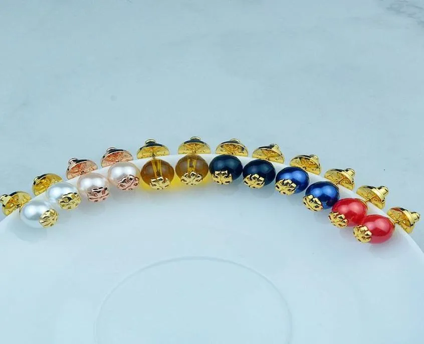 6Colors Real Gold Plated Pearl Populära studörhängen Märke Stud Letterörhängen4970437