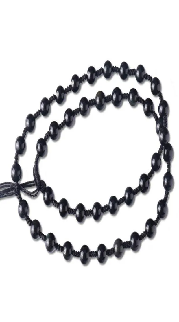 Collane con ciondolo Collana di perle di ossidiana nera da 6 mm per pietra naturale Accessori per gioielli con catena portafortuna fai da te UomoDonna2098560