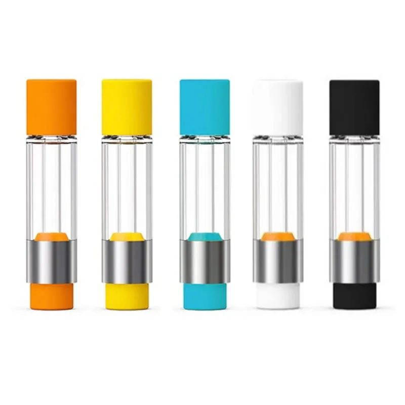 Full Glass Vape Cartridges Orange Yellow Blue Black White Silver 0,5 ml 0,8 ml 1,0 ml Rena alla glas 510 Tråd Lead gratis tomma vagnar