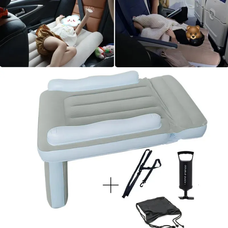 Rails de lit bébé gonflable lit de camp matelas pneumatiques arrière pliant enfant dormant accessoire de voyage pour enfants avion ferroviaire à grande vitesse 231211