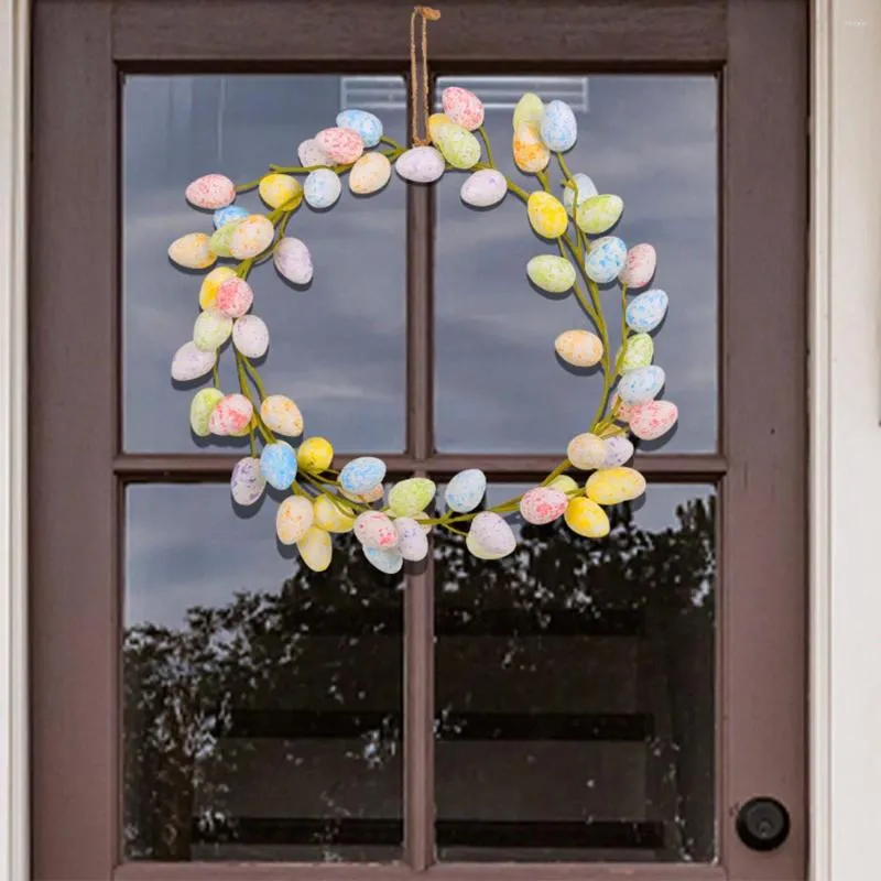 Couronne d'œufs de pâques, fleurs décoratives, 36Cm, 1 pièce, simulation d'œufs colorés, bricolage de printemps, pendentifs muraux suspendus pour la maison