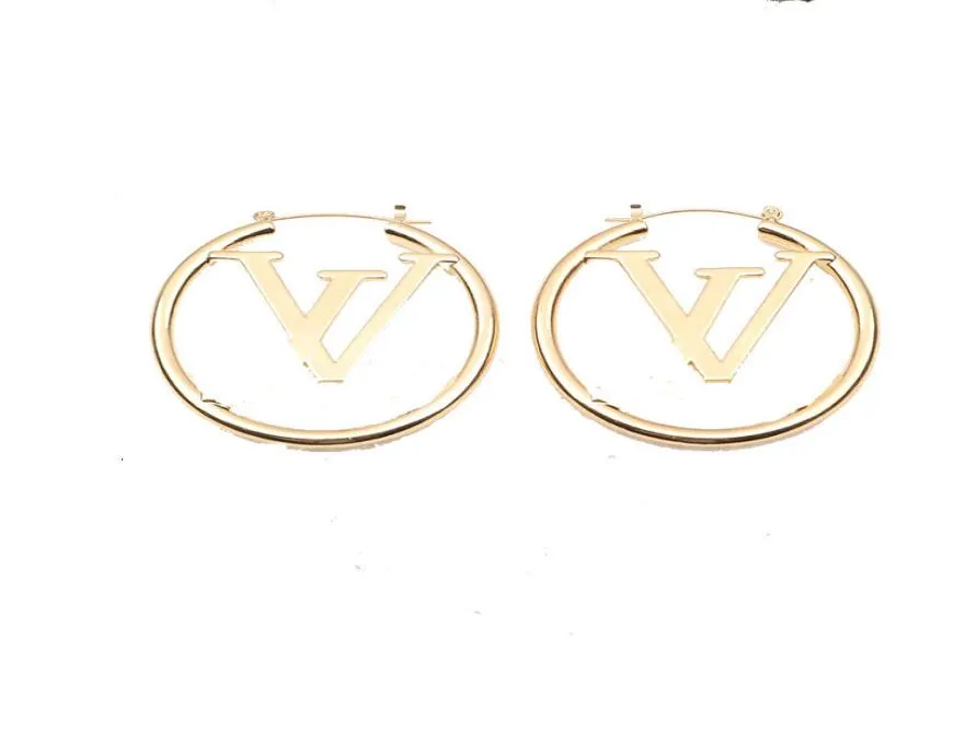 Lady Women Stud Earings를위한 고급 빅 골드 후프 이어링 올바른 편지 V Brandjewelry Valentine039S Day Gift Engagement for B8598999