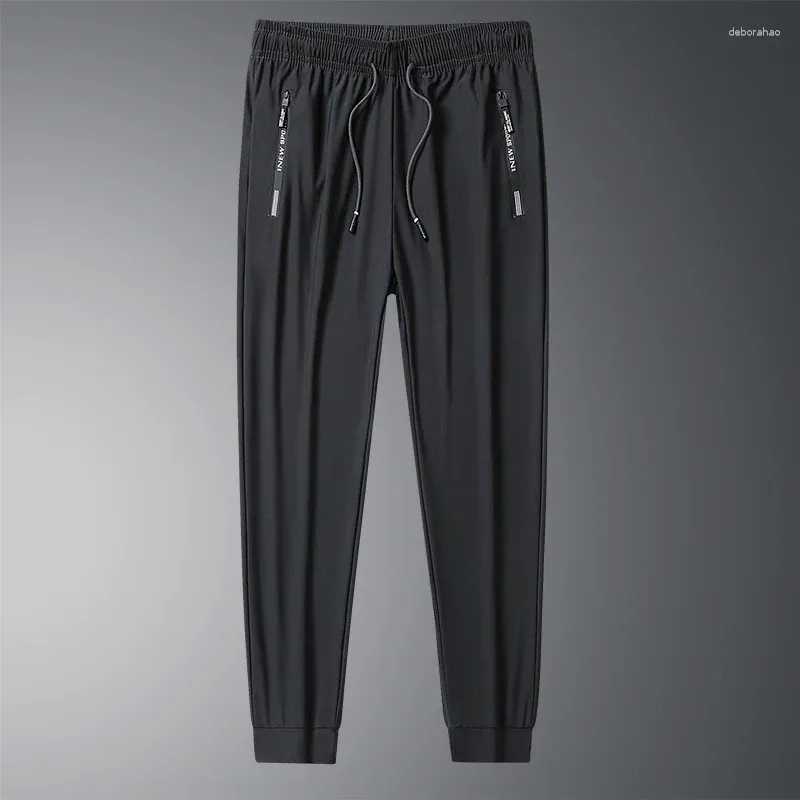 Мужские брюки, брендовые летние крутые мужские спортивные штаны больших размеров, модные повседневные эластичные мужские черные, серые тонкие свободные быстросохнущие M-8XL