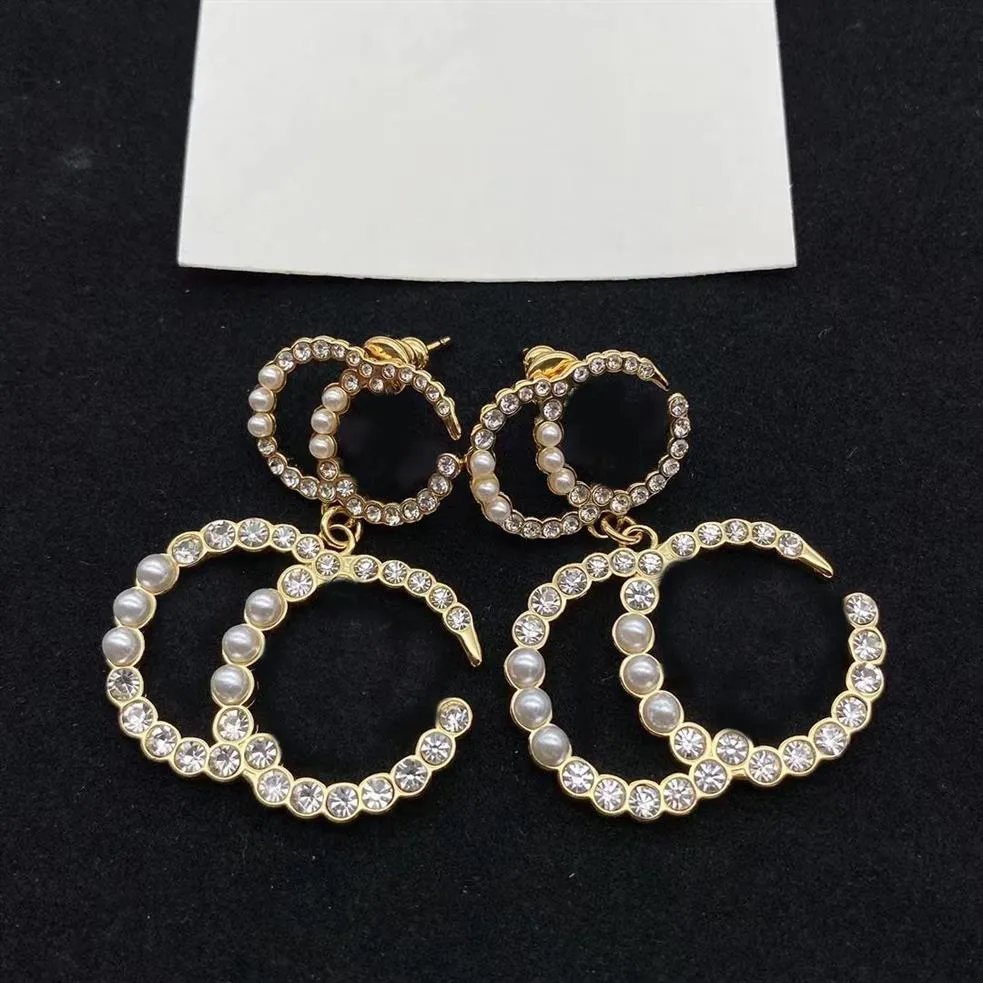 Designer di lusso moda perle lettera ciondola orecchini lampadario aretes orecchini per gioielli di fidanzamento festa da donna con box227R