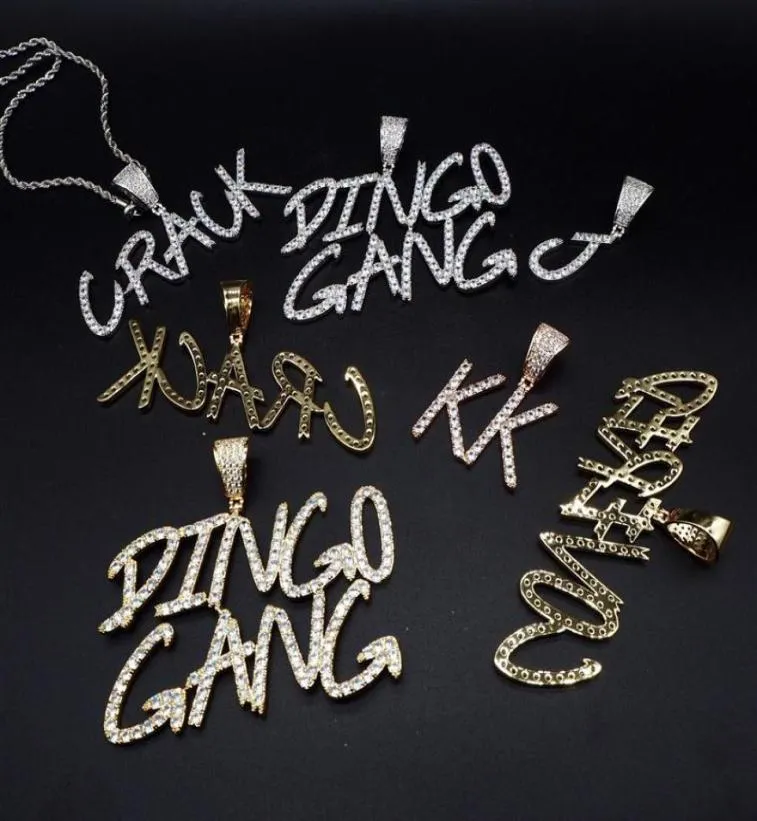 Benutzerdefinierte Liebhaber Name Iced Out Buchstaben Kette Anhänger Halsketten Men039s Charms Zirkon Hip Hop Schmuck Mit Kette geschenk 249f3272386