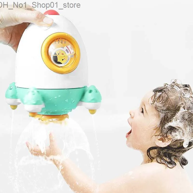 Juguetes de baño Los juguetes acuáticos para niños tienen formas interesantes Fuentes de cohetes giratorias alimentadas por agua y juguetes para baby shower Seguridad Protección para los ojos Q231212
