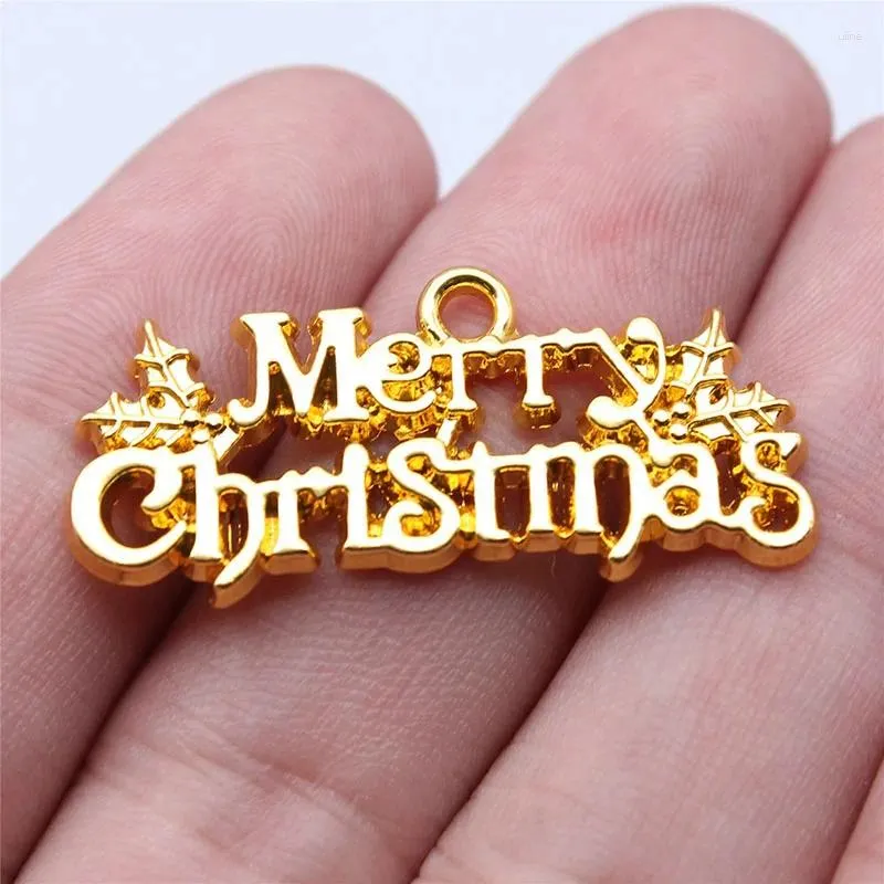 Charms 10pcs 16x36mm Merry Christmas Metal Pendant For DIY Jewelry Making Handmade Craft Findings