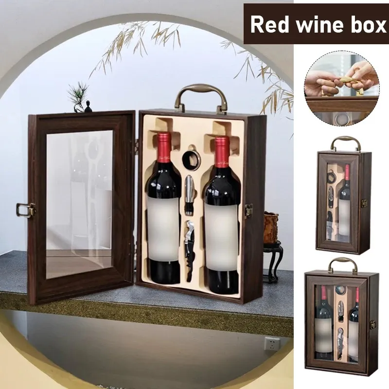 Gift Wrap Lacquered Wooden Box Red Wine Packaging General High Grade Bag Single and Double for Friends Partys 231212