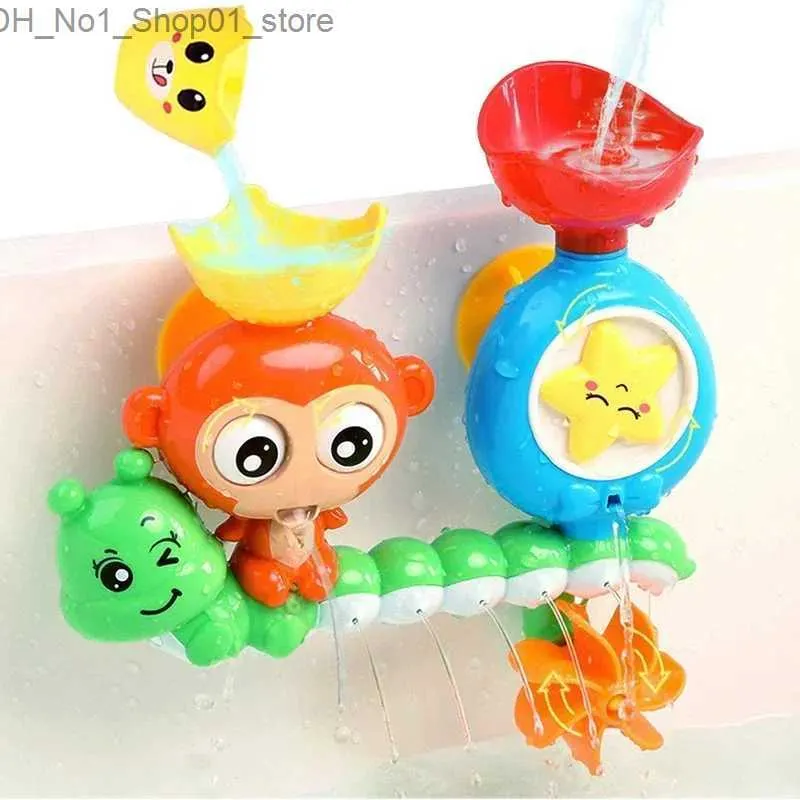 Jouets de bain Bébé bain jouet mur Sunction tasse piste jeux d'eau enfants salle de bain singe chenille bain douche jouet pour enfants cadeaux d'anniversaire Q231211