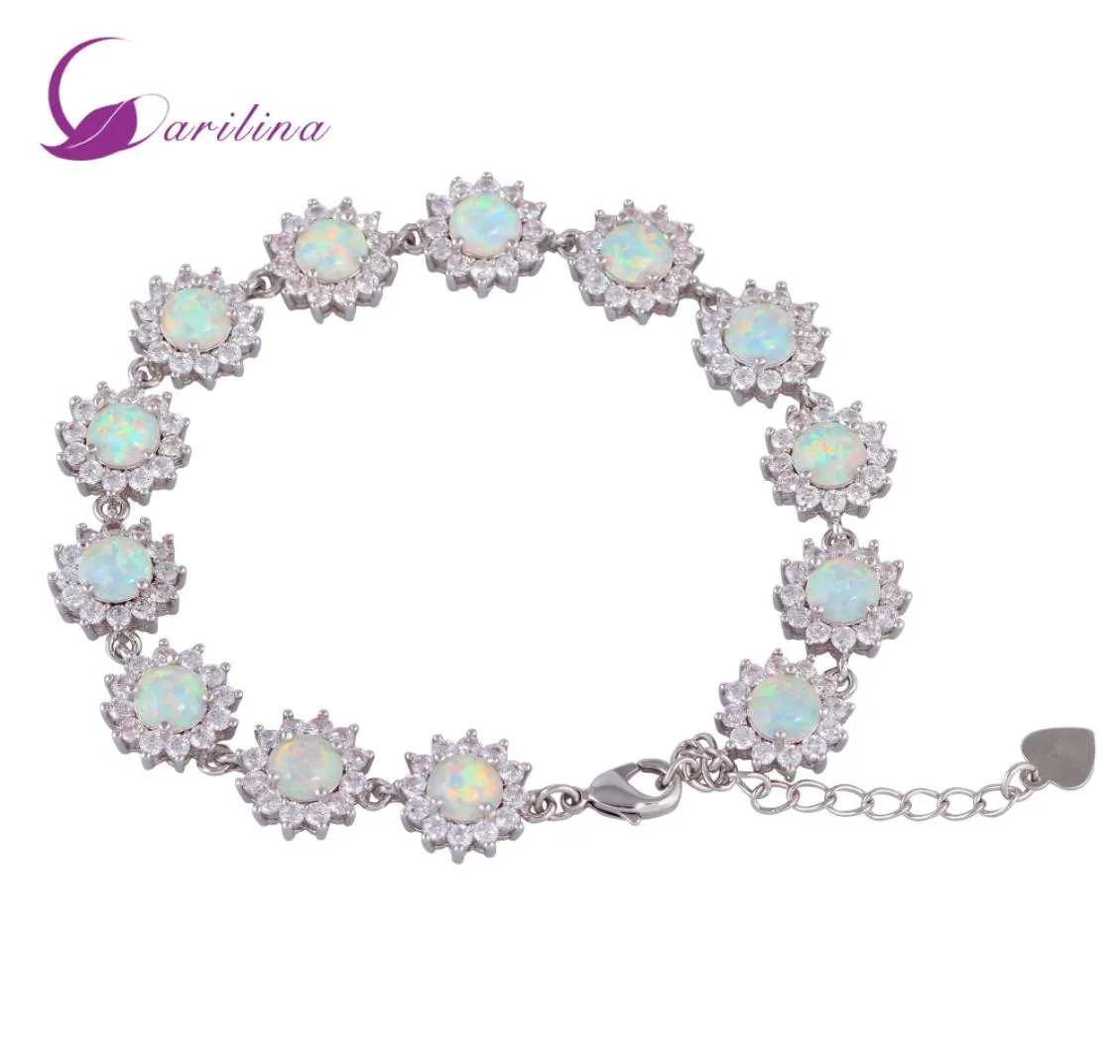 Glam Luxe Mysterious 925 Sterling Silver Overlay CZ White Fire Opal Bracelets for Teen Girls 22cm 885インチB4615663407