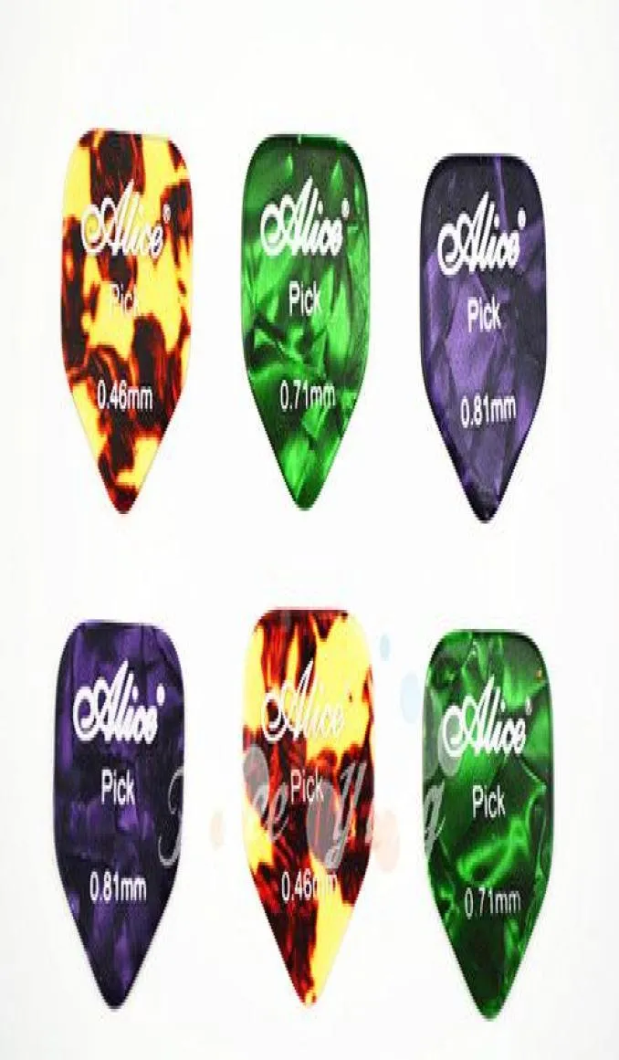 Lots of 100pcs Alice Small Pentagon Guitar Picks Pearl Celluloid Guitar Picks 046071081 mm Wholes5936662