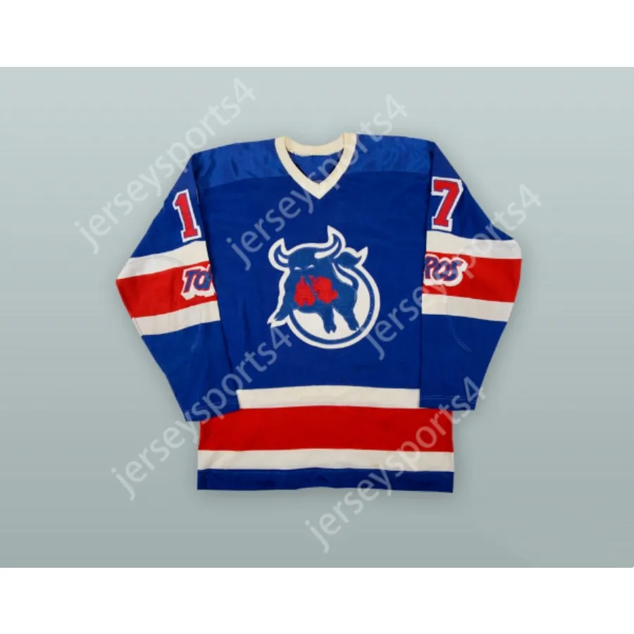 Anpassad 1973-74 WHA Tom Martin 17 Toronto Toros Blue Hockey Jersey New Top Stitched S-M-L-XL-XXL-3XL-4XL-5XL-6XL