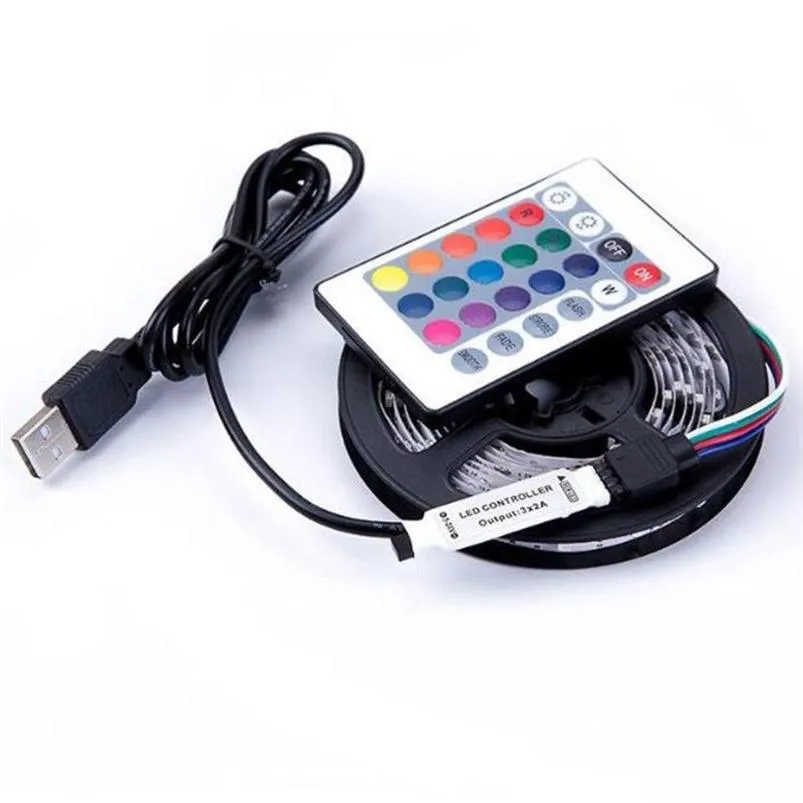 5V USB LED -strip ljus 1m 2m 3m 4m 5m varm vit RGB 2835 TV Bakgrund Belysning Decoracion Fairy Lights 3 Key Control2311