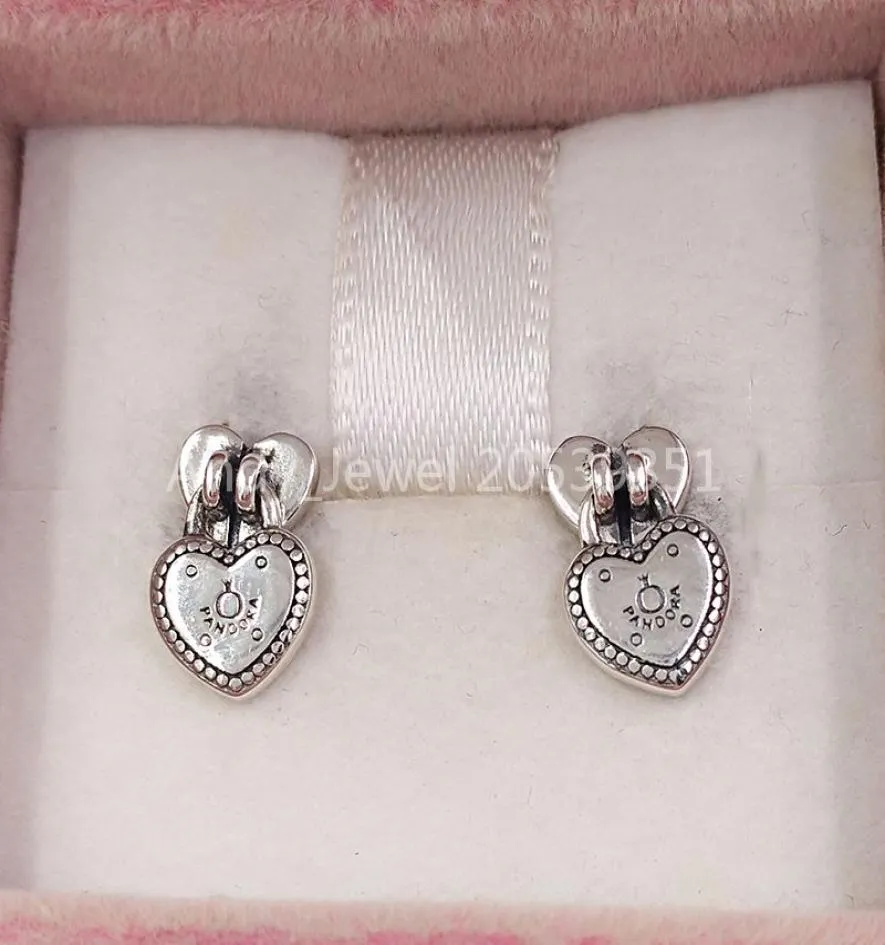 Andy Jewel Authentique 925 Clous en Argent Sterling Love Locks Boucles D'oreilles Pendantes Convient Aux Bijoux De Goujons De Style Européen 2965758627057