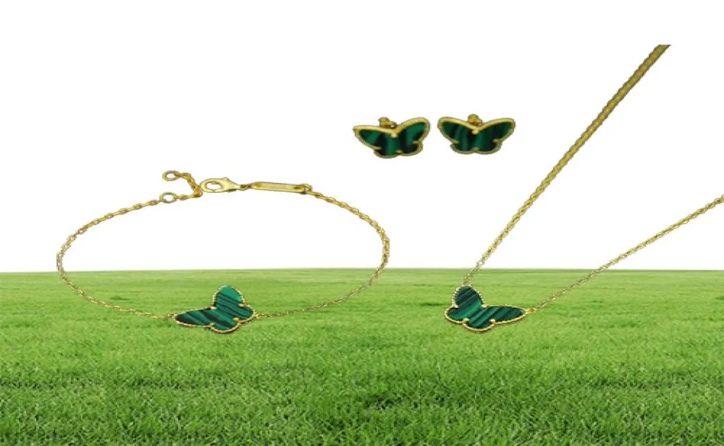 ヴァン18Kゴールドファッションクラシックスイート4Four Leaf Clover Butterfly EarringsブレスレットネックレスジュエリーセットS925 SILVER VAN WOMENG7541414