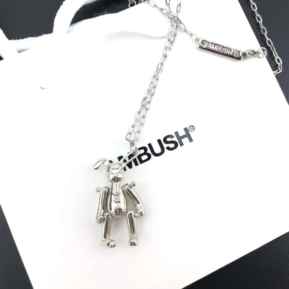 Ambush ketting sieraden hinderlaag gevouwen oor konijn s925 sterling zilveren ketting Instagram super populaire netizens dezelfde hangende trui ketting