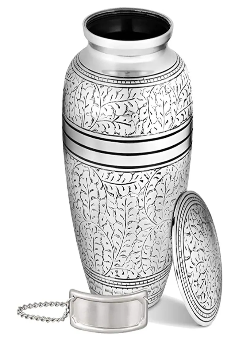 Urna decorativa de memoriais com pingente de aço inoxidável para cinzas humanas tamanho adulto urnas de cremação feitas à mão com estanho Namet2712784