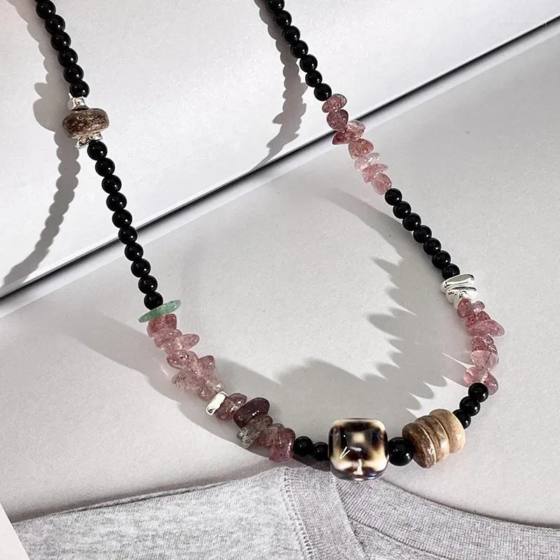 Choker Minar boho różowy kolor nieregularny naturalny kamień kryształowe naszyjniki z koralikami kolorowe koraliki dla kobiet biżuteria