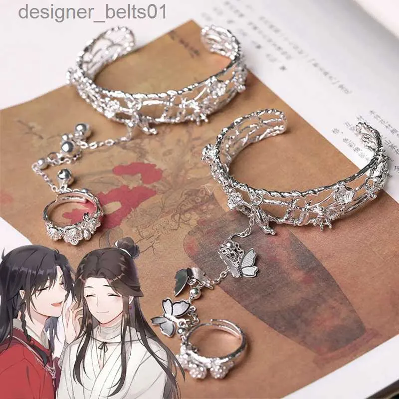 チャームブレスレットアニメTIAN GUAN CI FU BRACELET RING HEAVERS blessing Hua Cheng Xie Lian調整可能な指輪アクセサリーSl231214