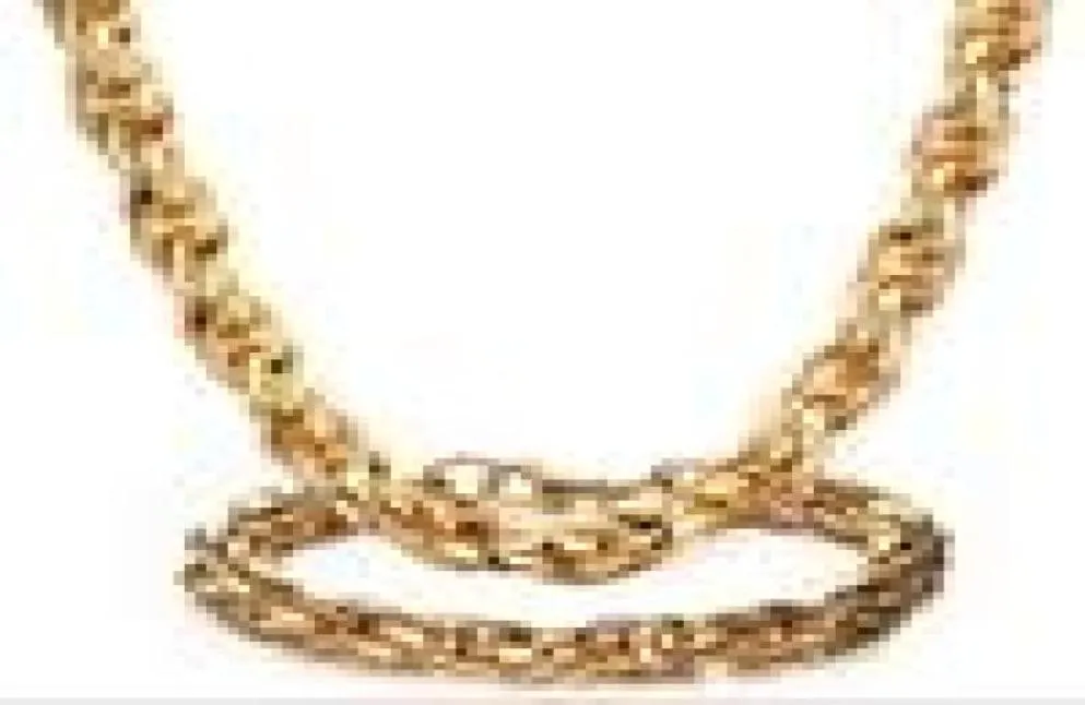 Enorme Men039s Estilo de fiesta Pesado Joyería popular Acero inoxidable Encantador Alta calidad 24k Cuerda de oro Collar de cadena de eslabones bracel2964404