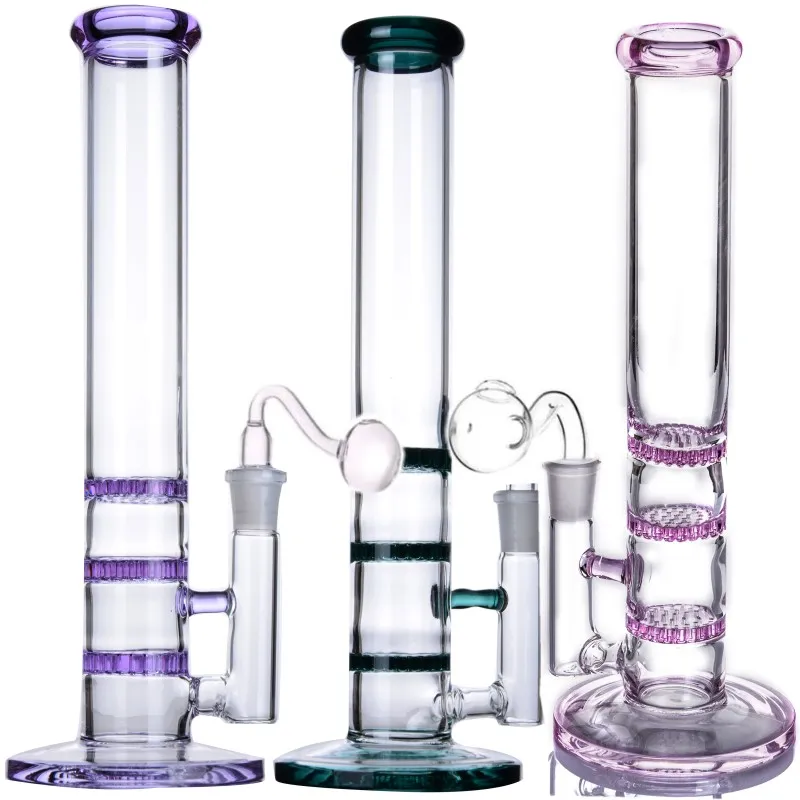 W stężeniu 11 cali wysoki czarny niebieski trzy warstwy filtr prosty szklany bongs woda DAB Rigs z 14,4 mm miski palenia hakah