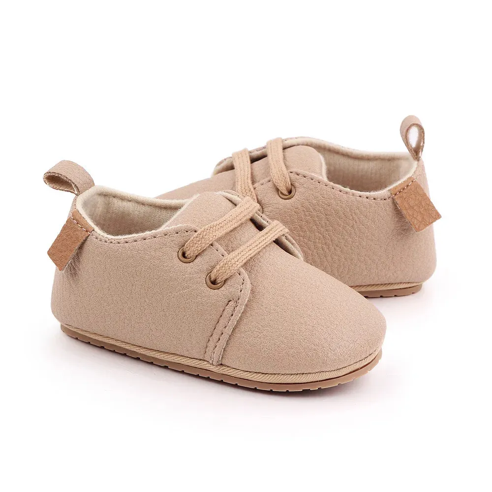 Pierwsze Walkers Baby Boy Girl Około 0-14 miesięcy Fine Pu Arder Soft Bottom Flat Baby Baby Buty Nauka First Walking Buty maluchowe 231211