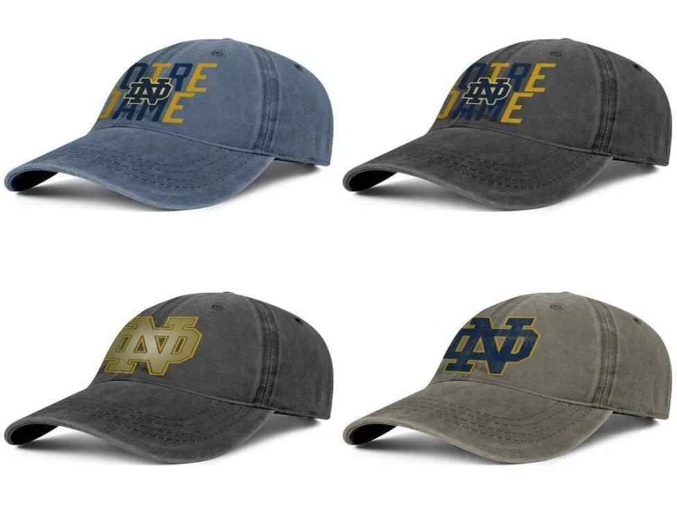 Notre Dame Fighting Irish football logo vieux imprimé unisexe denim casquette de baseball cool ajusté mignon classique chapeaux Golden Core Smoke8509979