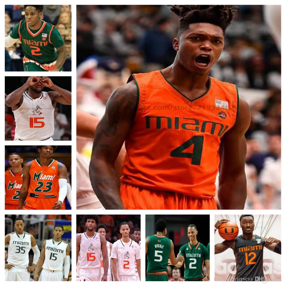 Miami Michael Nwoko Hurricanes Basketball cousu Jersey n'importe quel numéro de nom Hommes Femmes Jeunes Tout cousu Wooga Poplar Kyshawn George Paul Djobet Nick Cassano