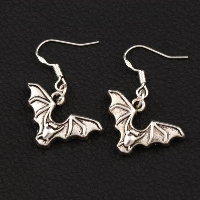 Flying Bat Animal Dangle Chandelier Earrings 925 Silver Fish Ear Hook 40pairs lot E979 32 6x23 9mm302s