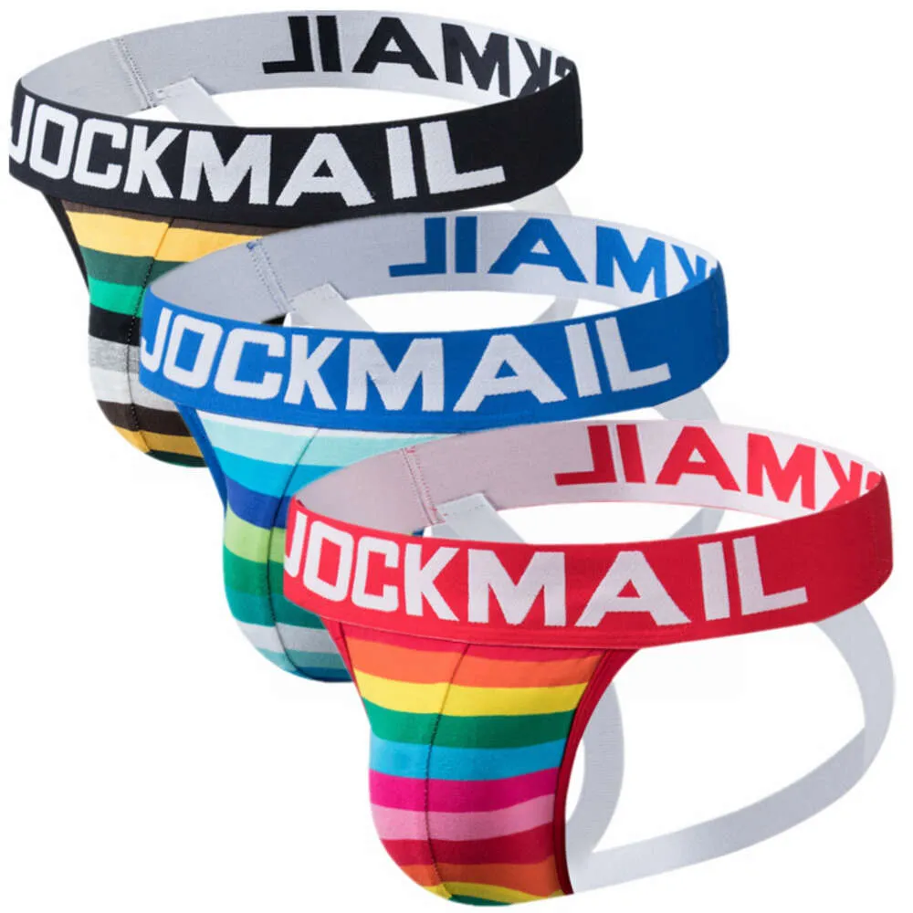 Algodão listrado sexy gay tanga lgbtq roupas designer jockstraps tamanho grande sissy bikini arco-íris cor g string