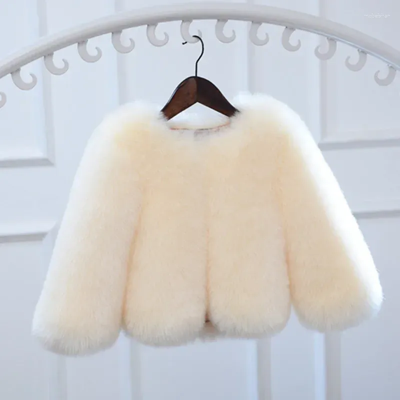 Куртки Детская эксклюзивная одежда Зимняя одежда для маленьких девочек Пальто Хлопок 2023 Искусственный волос Сплошной цвет Мех Милая мода Теплая