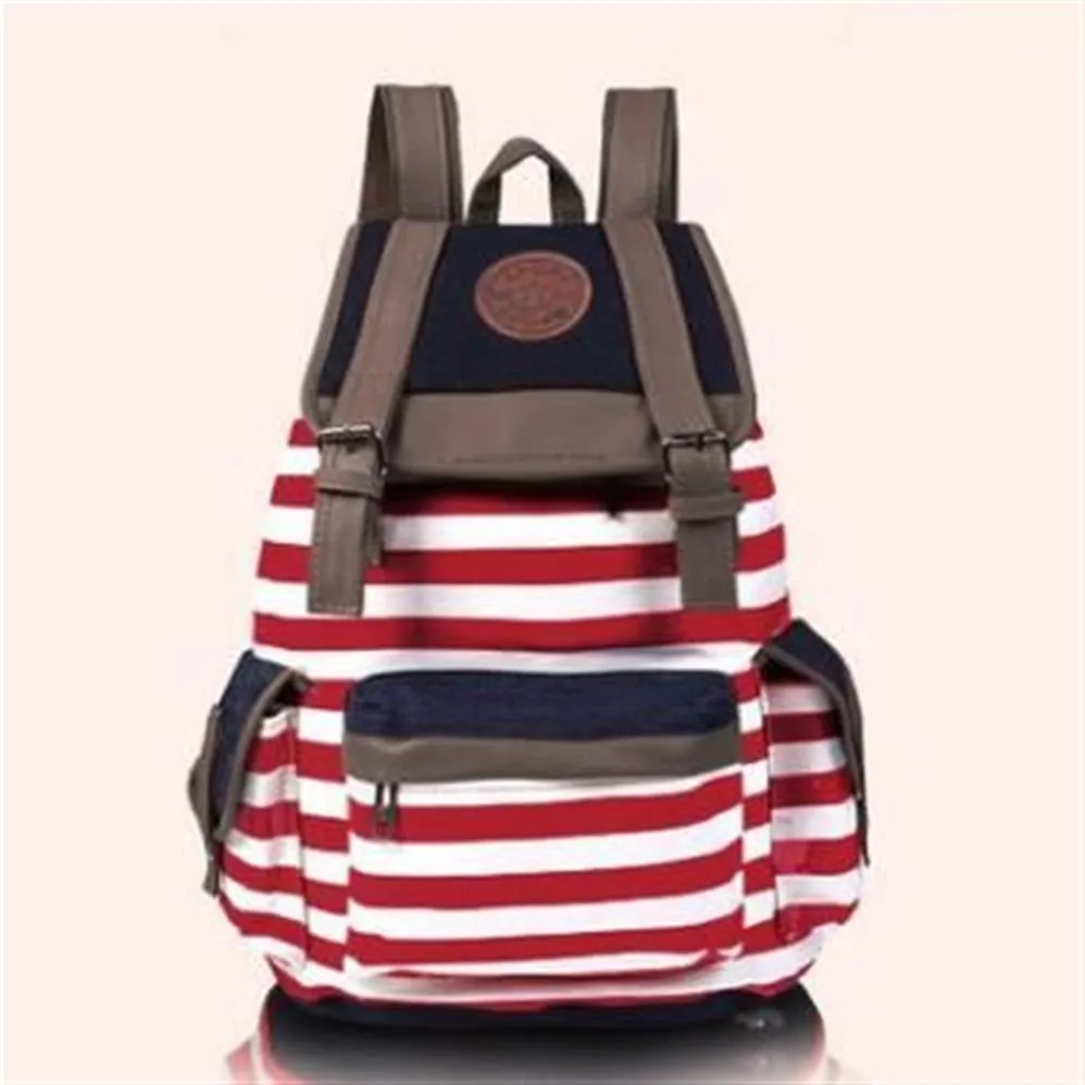 S5Q Feminino Hasp Acessórios para livros listrados Viagem Rucksack Women Women Chirstmas Back Satchel Canvas Backpack AAACYV243C