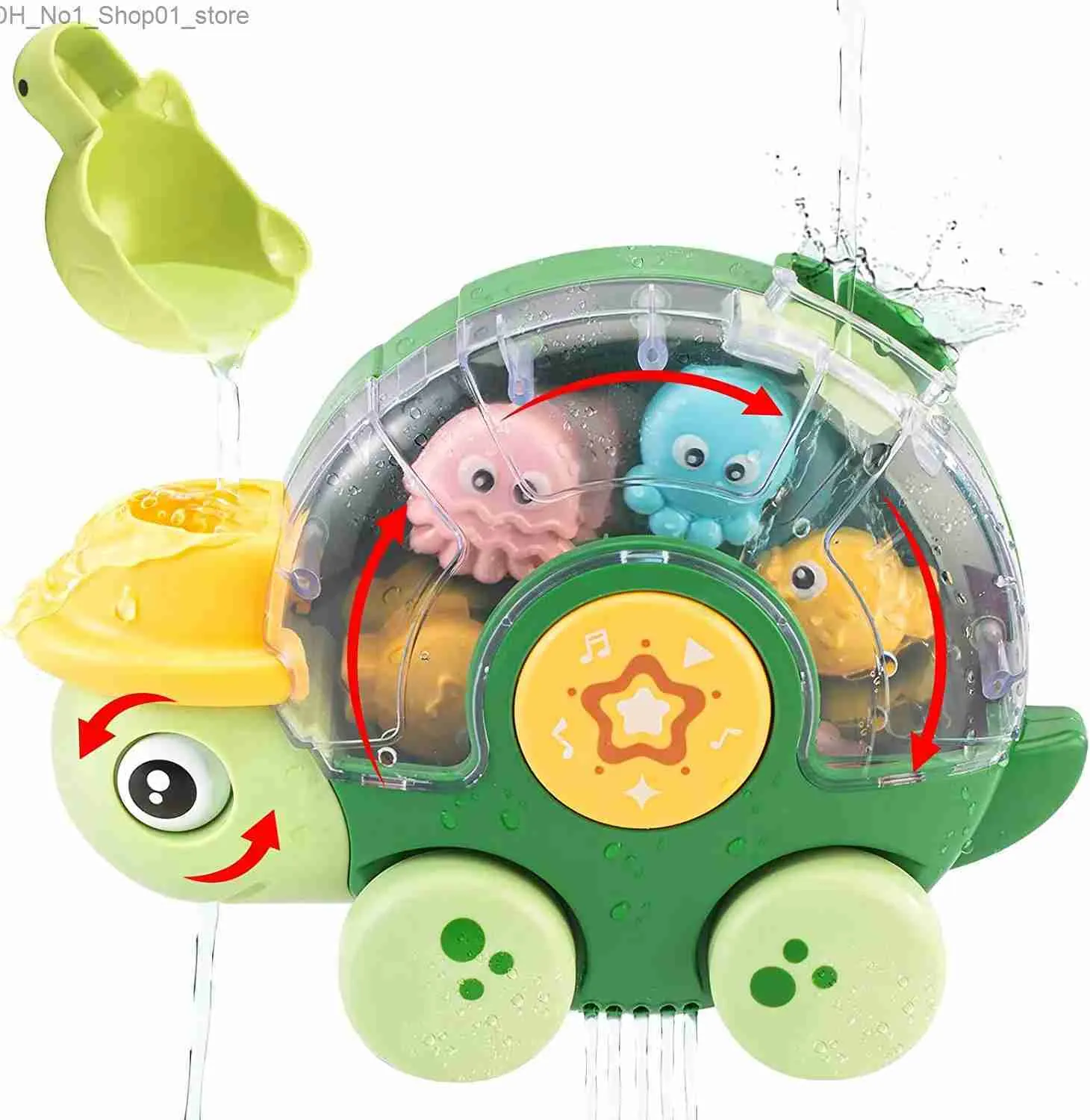 Bath Toys Water Battle Bath Toy for Toddler Turtle Baby Bath Toy with Wind-Up Swimming Turtle Sliding Bathtub Toys Powerful Suction Cup Q231212