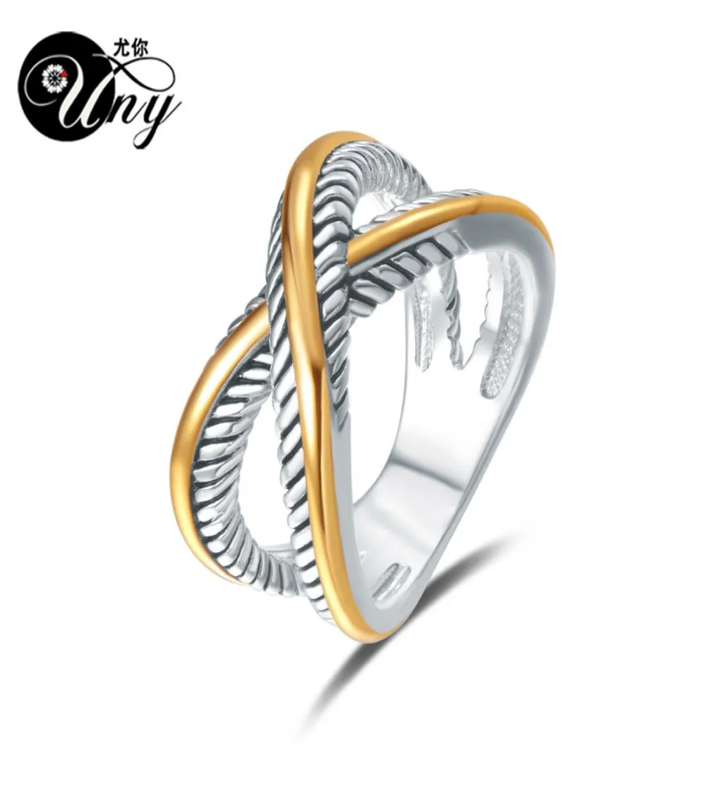 UNY Ring David Vintage Designer Fashion Brand Rings women Wedding Valentine Gift Ring Two-color plating Twisted Cable Rings 2103103883215