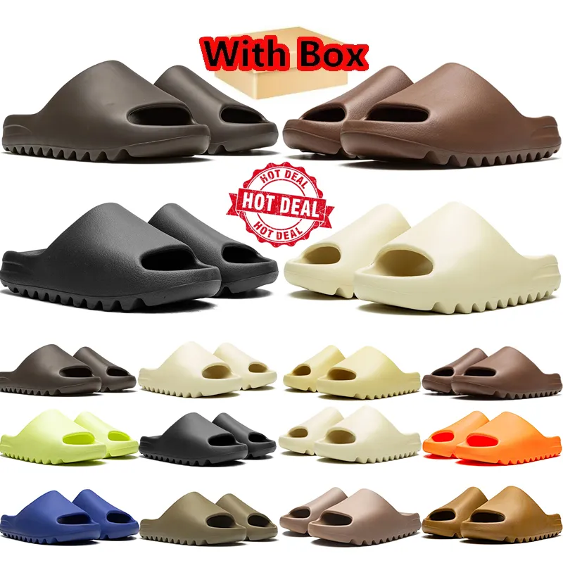 Met Box designer pantoffels heren dames slides Bone Zwart Wit Woestijn Zand Mineraal Blauw Glow Groen Maan Grijs slippers sandalen zomer outdoor schoenen