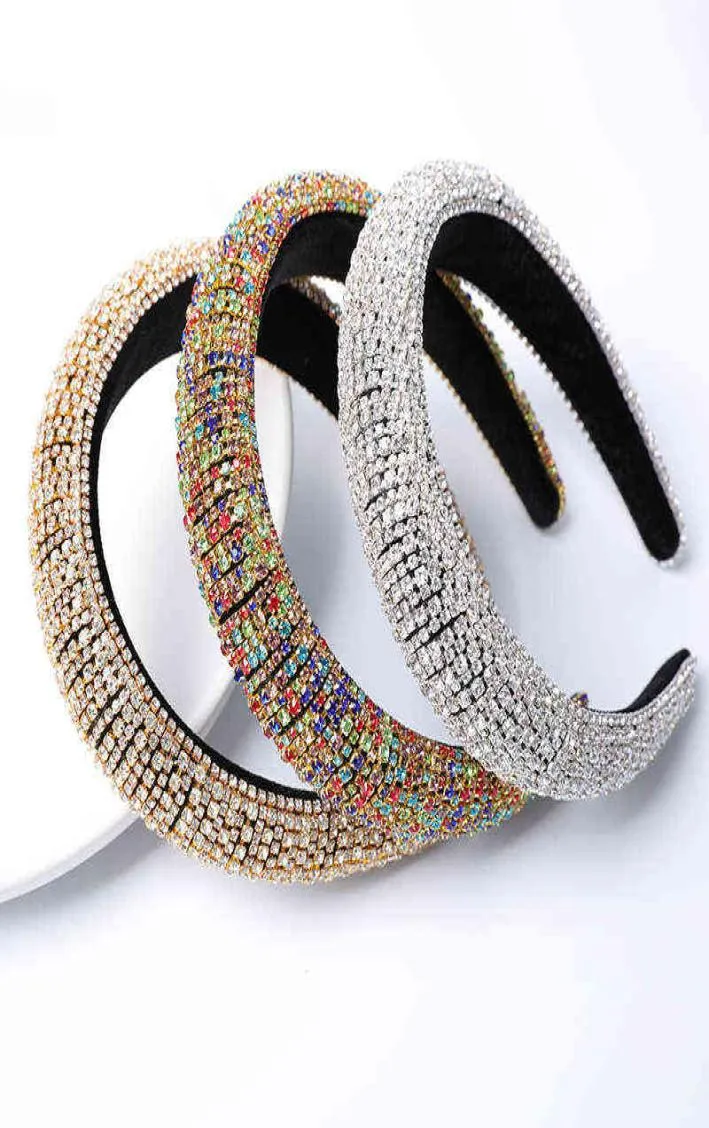 2021 fasce colorate strass Bling per le donne di lusso lucido imbottito fasce per capelli di cristallo di diamante accessori per capelli del partito Y2203013382557