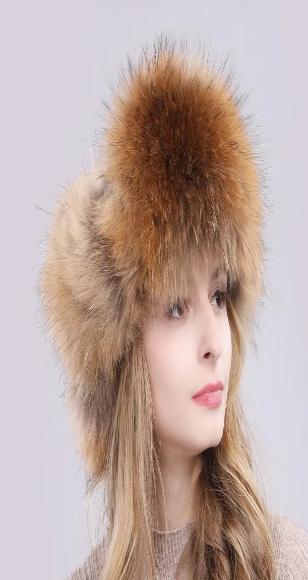 2019 Nuovo Inverno Russo Naturale Vera Pelliccia di Volpe Cappello Delle Donne Caldo di Buona Qualità Pelliccia di Volpe Cappelli Bomber Genuino Vera Pelliccia di volpe Cap6573964