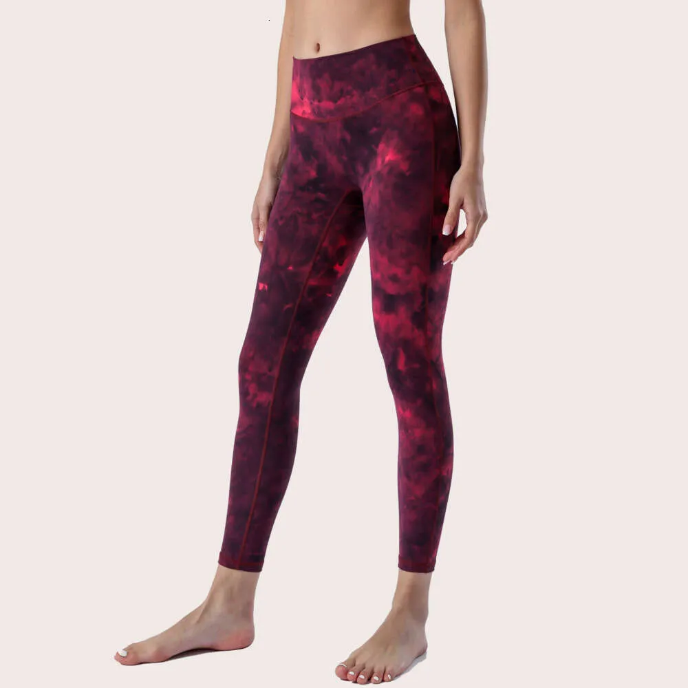 Yoga Outfit LL Tie-Dye Yoga Leggings Push Fitness Taille haute sans couture Align Legging Hip Lift Tie-dye Casual Capris Neuvième pantalon