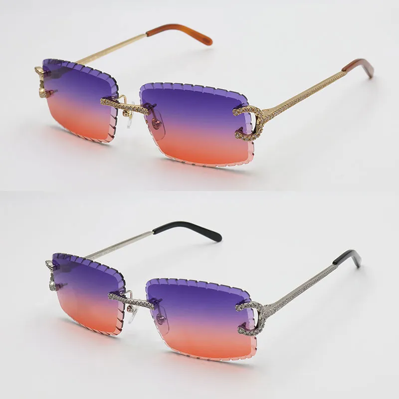 New Luxury Moissanite Rimless Sunglasses Diamond Cut Lens  display picture 2