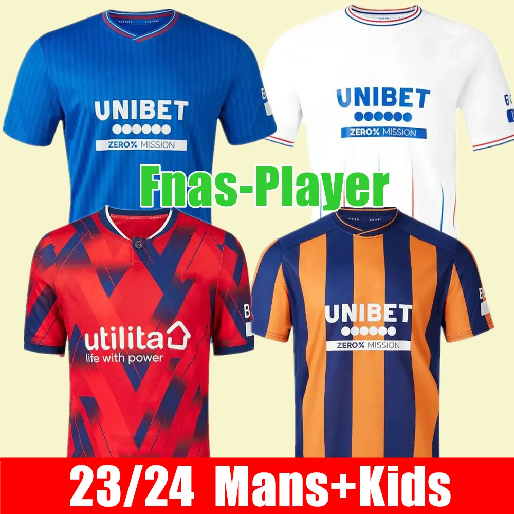 2023 2024 Rangers Voetbalshirts Fc Kid Kit Thuisvoetbalshirt Spelerversie Thuis Uit Derde 3e Vier 4e Geansaidhean bal coise HAGI JACK COLAK DAVIS LAWRENCE KENT