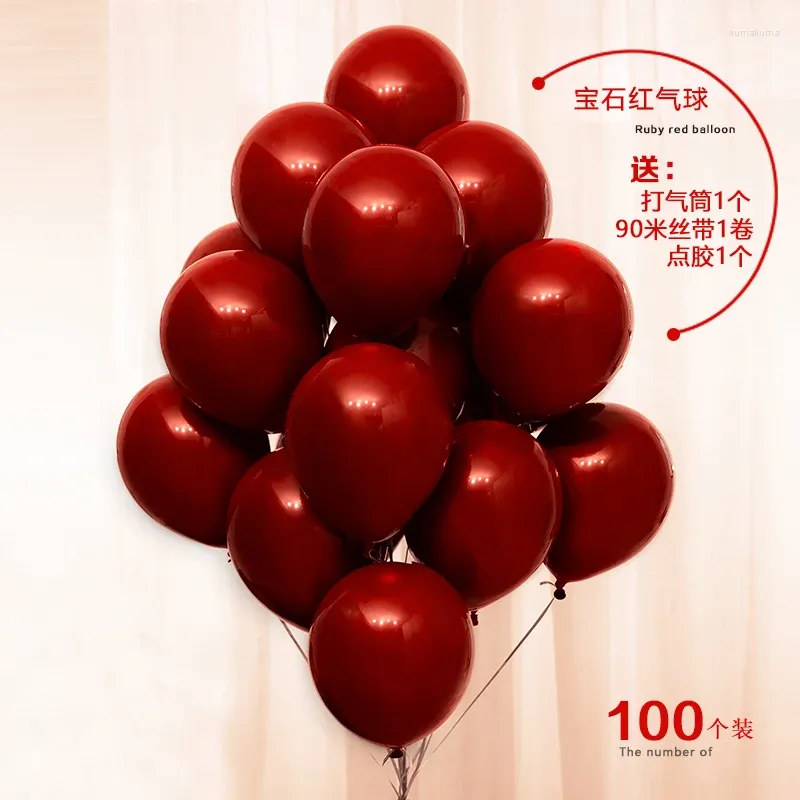 Party Decoration Ruby Red Balloon Bunch Romantic Wedding Macaron Balloons Birthday Event Arrangement