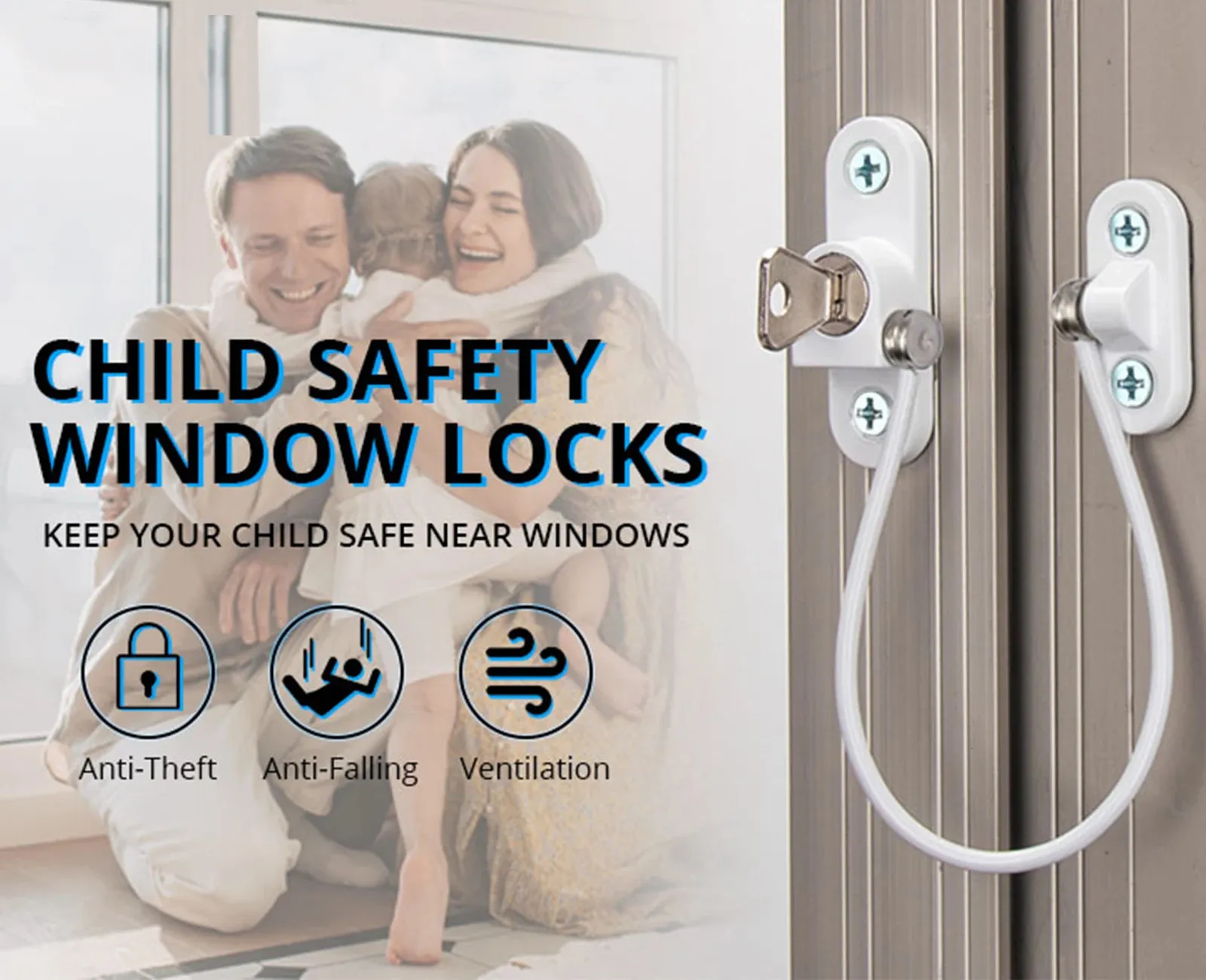 Serrature Di Sicurezza Per Bambini - 4 Pezzi Con Chiave, Per Frigoriferi, Finestre, Cassetti E Armadi