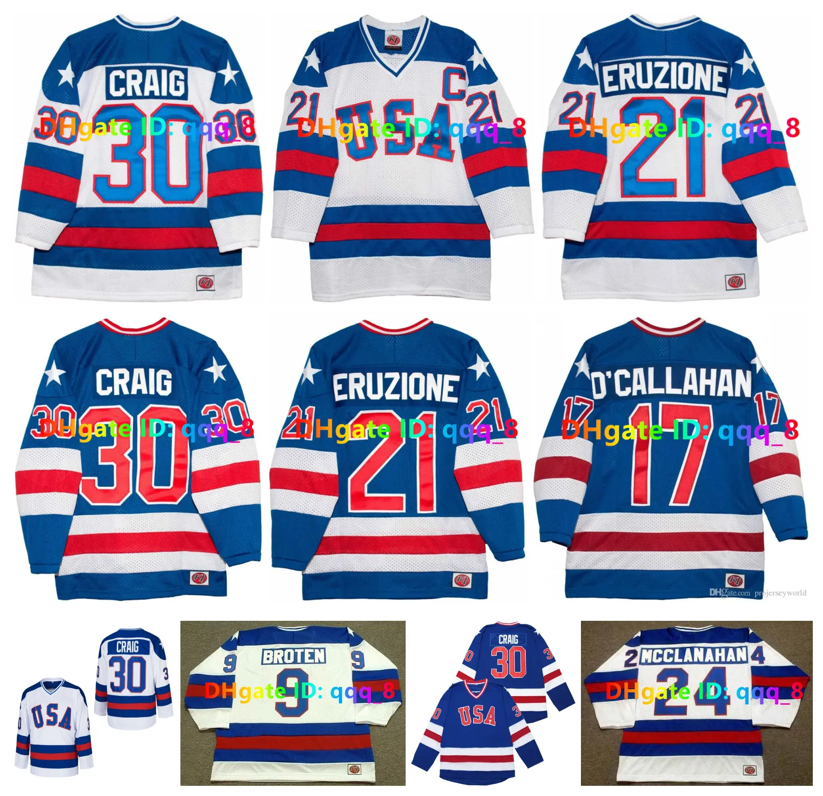 1980 Team USA K1 Hockey-Trikot JIM CRAIG MARK JOHNSON KEN MORROW NEA BROTEN JACK O'CAAHAN BI BAKER BUZZ SCHNEIDER MIKE ERUZIONE RAMSEY MCCANAHAN Größe